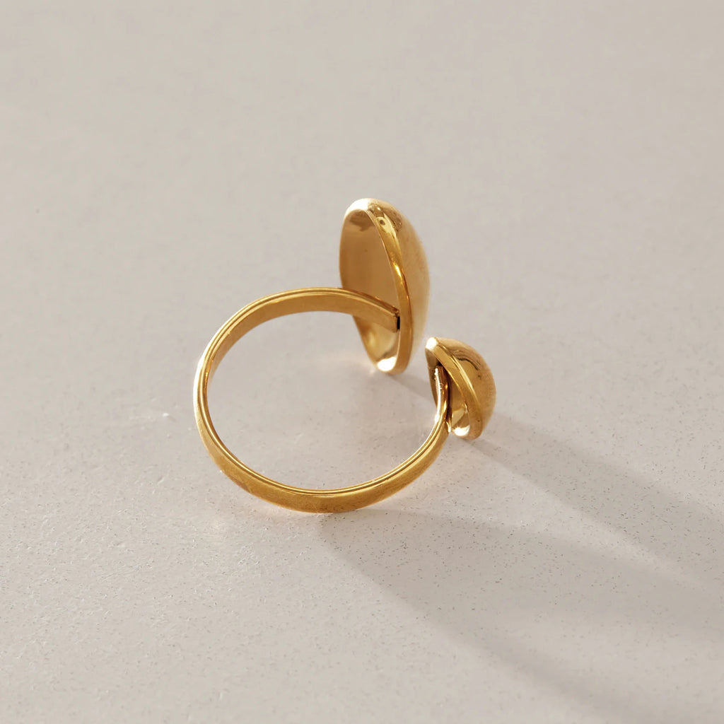 KIKA Chunky Asymmetric Irregular Open Ring  18K Gold PVD Plated Stainless Steel 316Lt