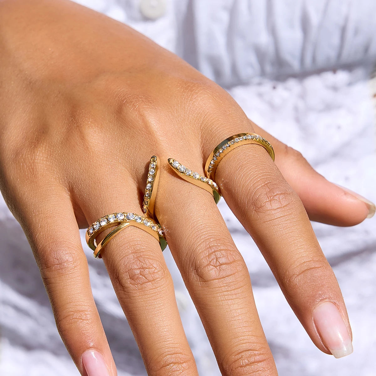 Kika Plain Ring Rhinestone Ring