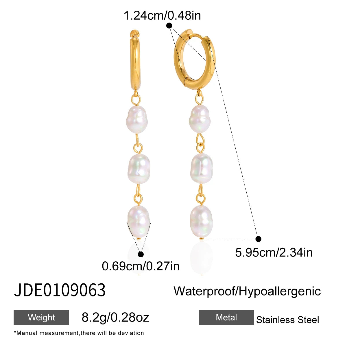 KIKA Elegant Freshwater Pearl Drop Earrings For Women Minimalist 18K Gold PVD Plated Stainless Steel Earrings Fashion Jewelry