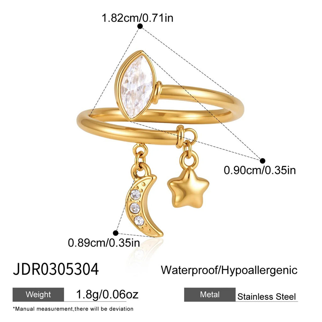 KIKA Delicate Zircon Rings PVD 18K Gold Plated Stainless Steel 316L
