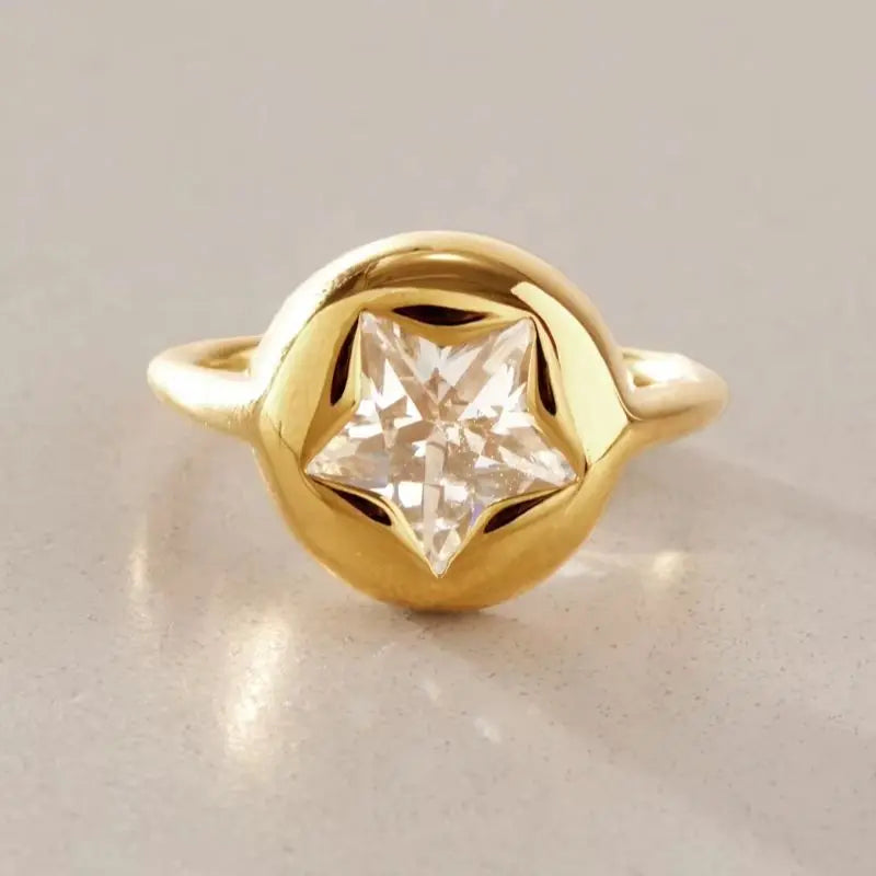 KIKA Classic Star Shape Zircon Rings For Women Minimalist 18K Gold PVD Plated Stainless Steel Rings Party Fashion Jewelry Gift
