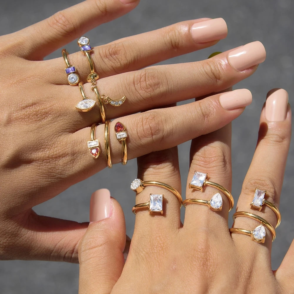 KIKA Delicate Zircon Rings PVD 18K Gold Plated Stainless Steel 316L