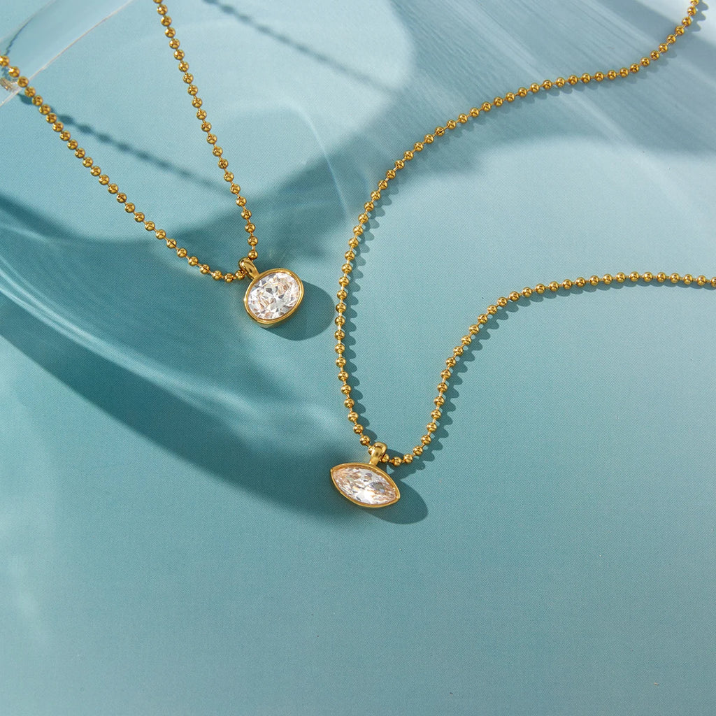 Classic Geometric waterdrop shape White Zircon Necklace