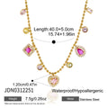 Kika Delicate 18K Colorful Square Geometric Zircon Pendant Bead Chain Necklace