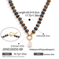 KIKA Water Drop Zircon Tiger Eye Stone Bead Necklace For Women 18K Gold Plated Stainless Steel Necklace Fashion Jewelry Gift