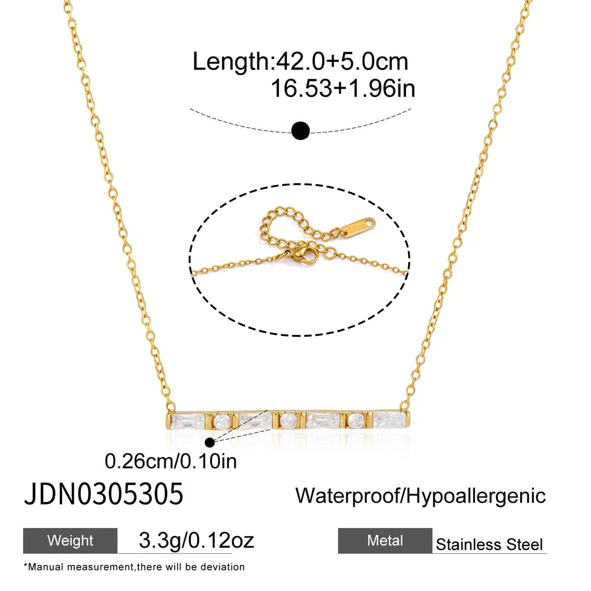 KIKA Minimalist Zircon Pendant Necklace PVD Plated Stainless Steel 316L