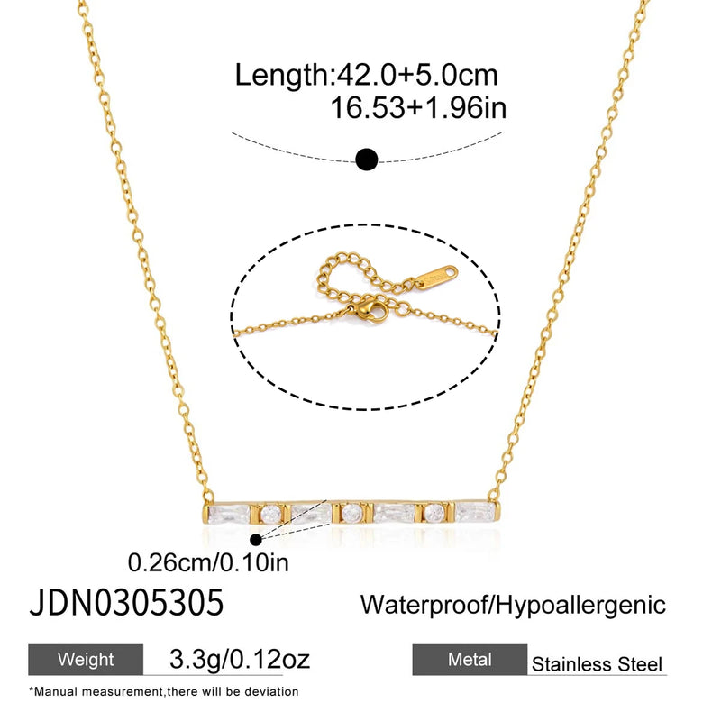 KIKA Minimalist Zircon Pendant Necklace PVD Plated Stainless Steel 316L