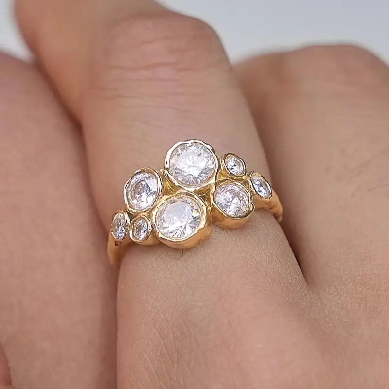 KIKA Round Zircon Geometric Open Rings PVD Plated Stainless Steel 316L