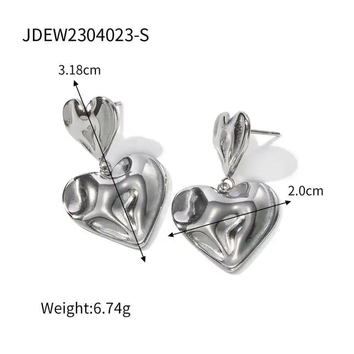 Irregular Square Hammer Heart Earrings