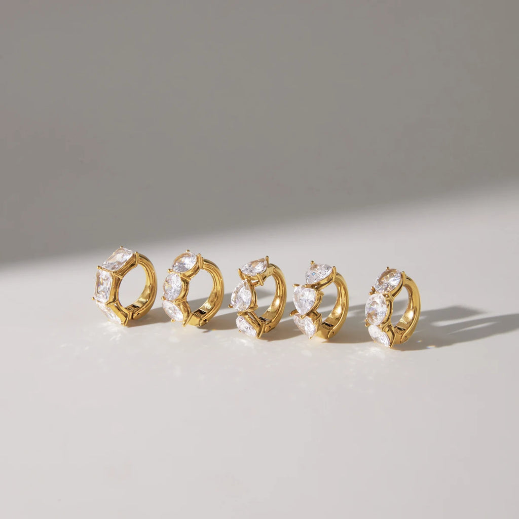 KIK Geometric Zircon Elastic Non-piercing Ear Clips  18K Gold Plated PVD  Stainless Steel316L