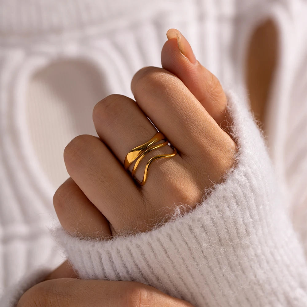 Minimalist Line Ring Stackable Hollow Ring