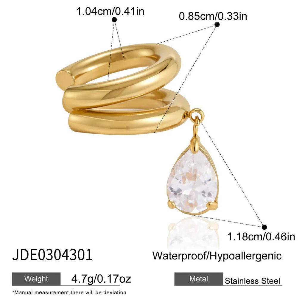 Kika 1 PC Geometric Zircon Pendant Non-piercing Ear Clip