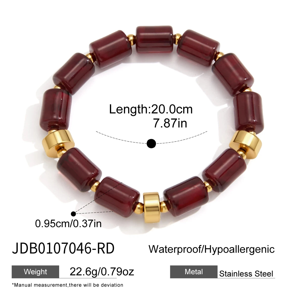 KIKA Vintage Elastic Resin Bracelet For Women Minimalist Gold Color CCB Plastic Beads Bracelet Autumn Winter Fashion Jewelry