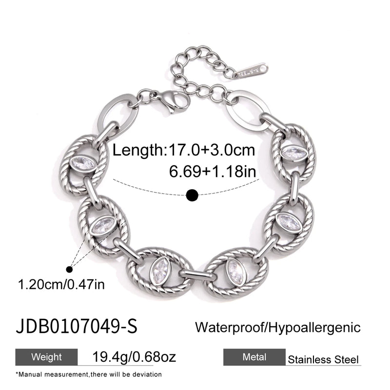 KIKA Vintage Horse Eye Shape Zircon Evil Eye Bracelet For Women Minimalist Stainless Steel Bracelet Fashion Jewelry Gift