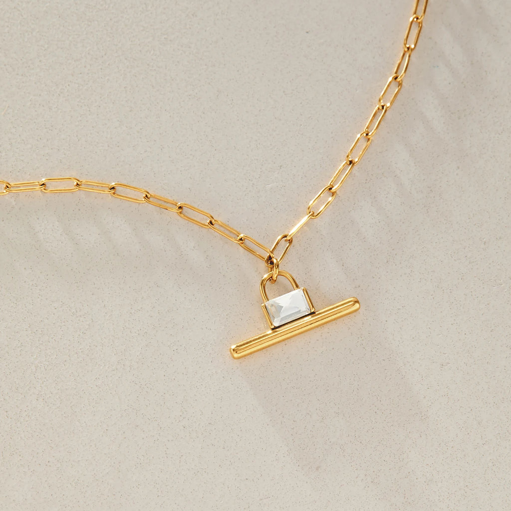 KIKA Classic Zircon T Bar Charm Bracelet For Women Minimalist 18K Gold PVD Plated Stainless Steel Bracelet Fashion Jewelry