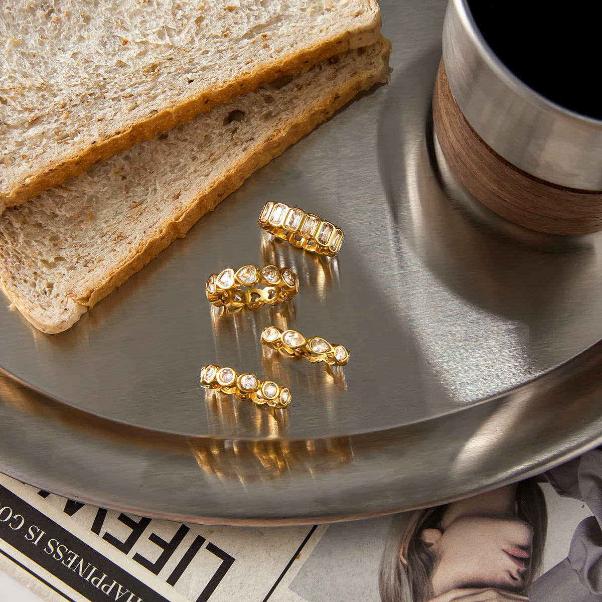 Water Drop shaped Sparkling Ring
