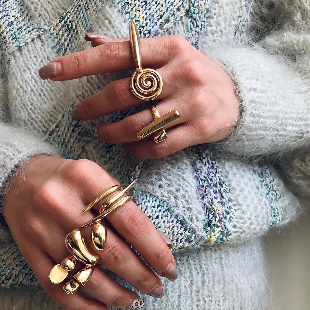 Kika Luxury Natural Shell Stainless Steel Geometric Open Ring Gold Color 18K PVD Plated High Quality France Finger Jewelry