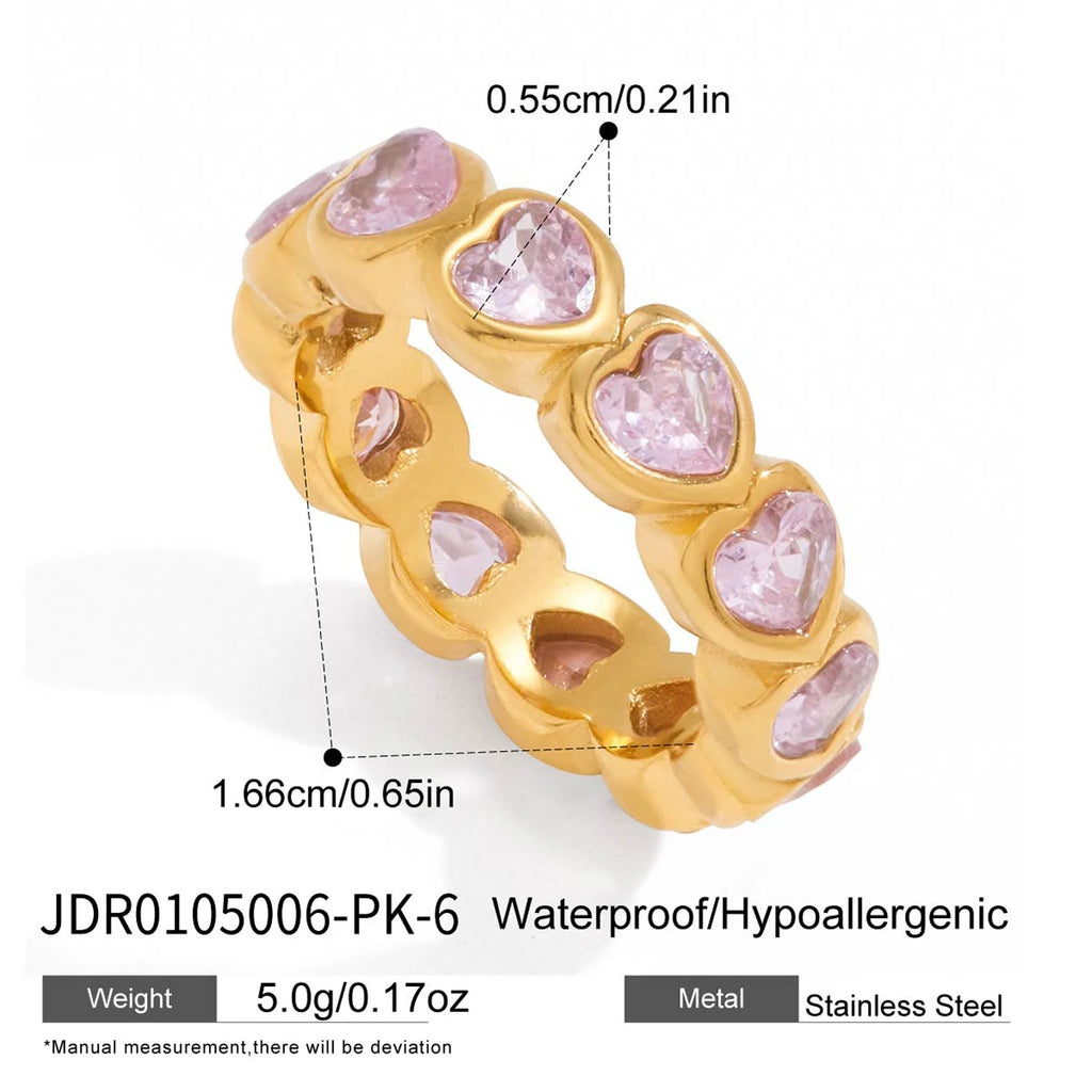 Kika Sparkling Pink Green Zircon Stacked Ring