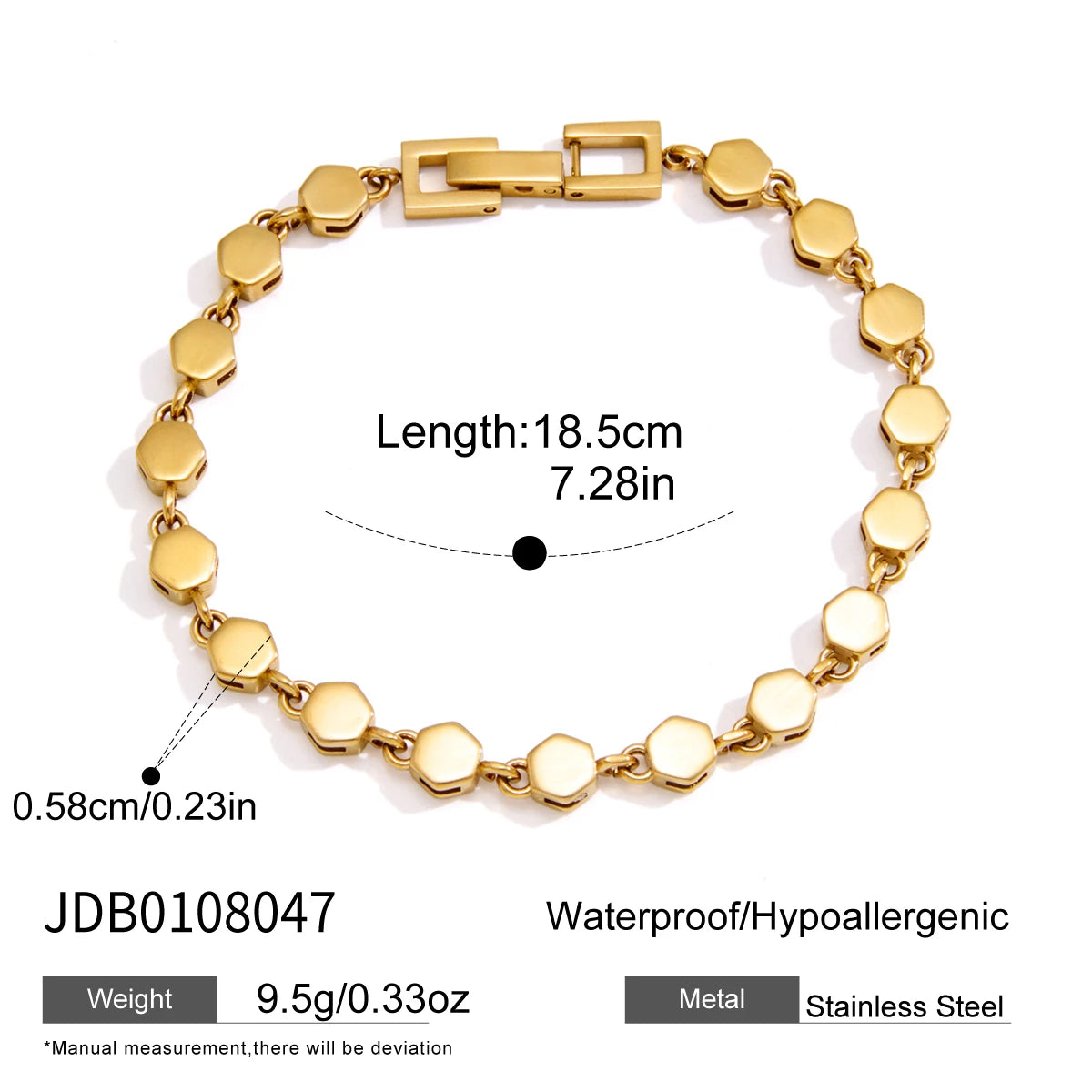 KIKA Minimalist Geometric Chain Bracelet For Women Classic 18K Gold PVD Plated Stainless Steel Bracelet Fashion Jewelry Gift