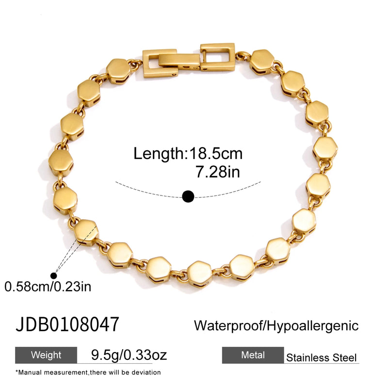 KIKA Minimalist Geometric Chain Bracelet For Women Classic 18K Gold PVD Plated Stainless Steel Bracelet Fashion Jewelry Gift