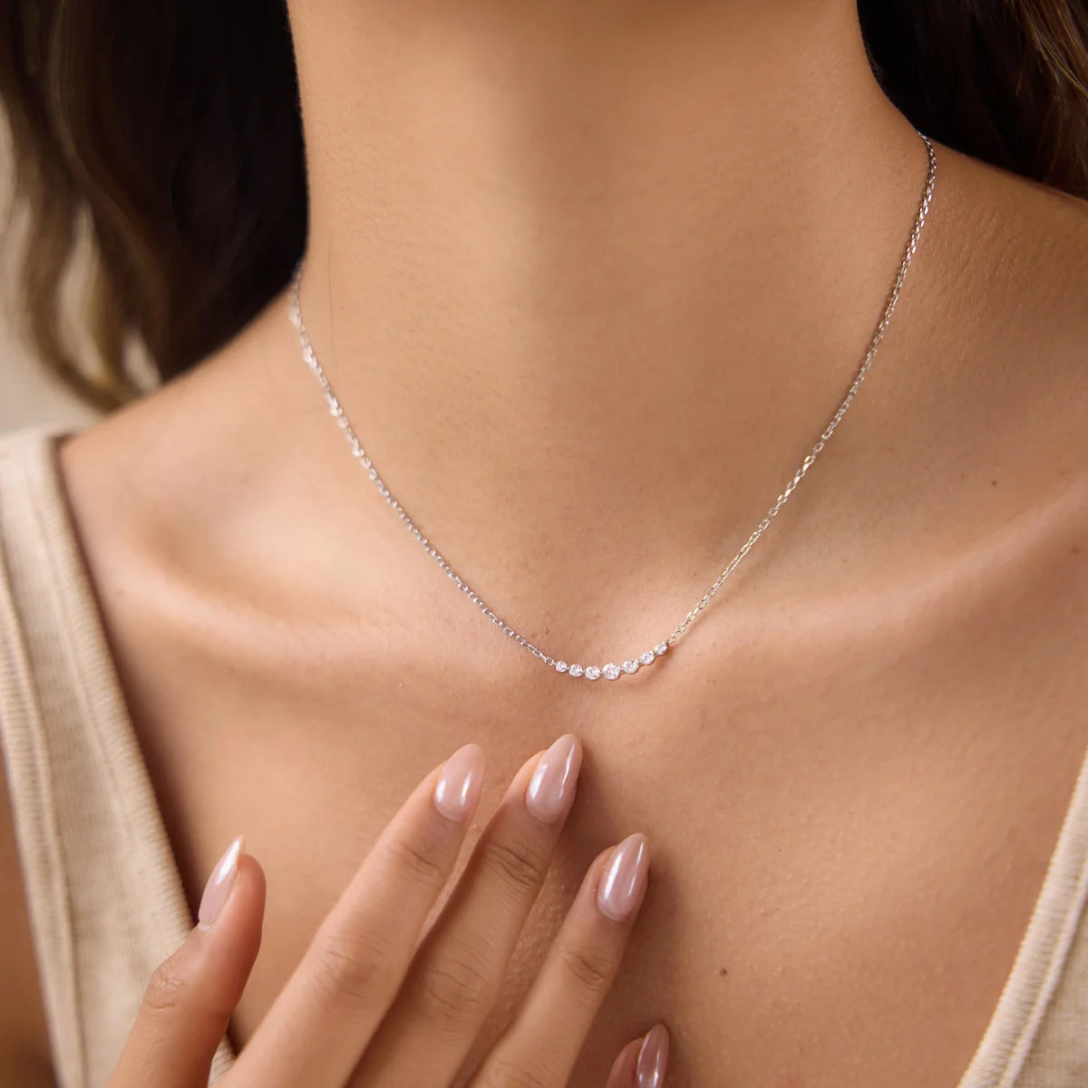Lina Delicate Steel Color Smiling Face Necklace