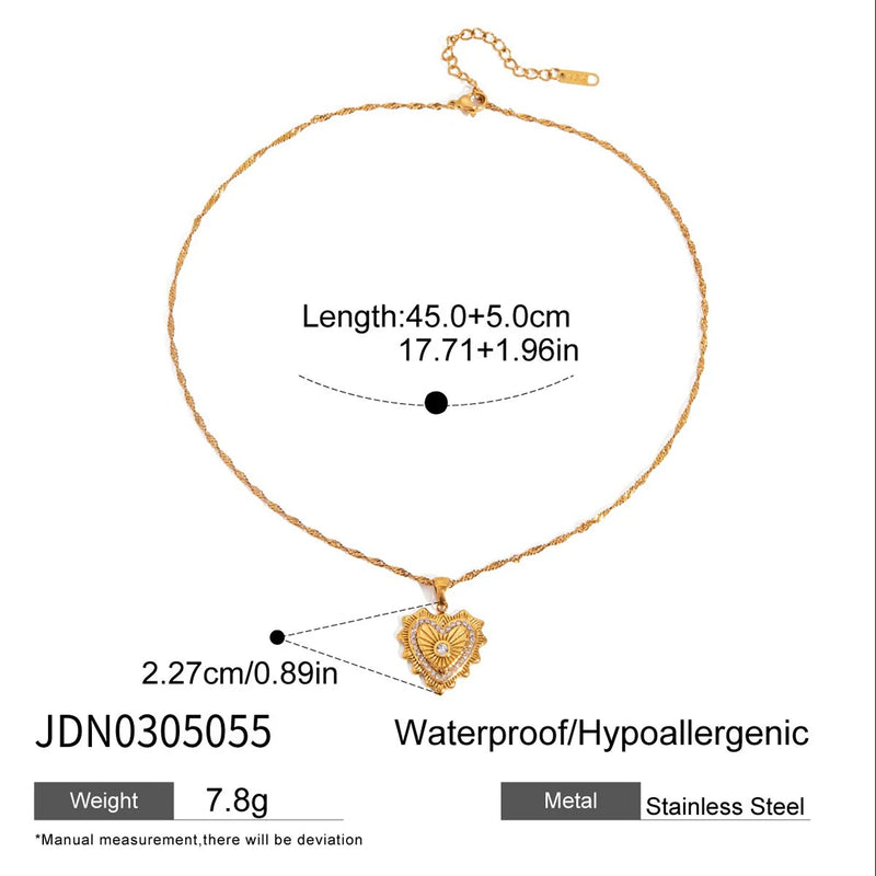 Kika Ribbed Heart Shaped Pendant Necklace