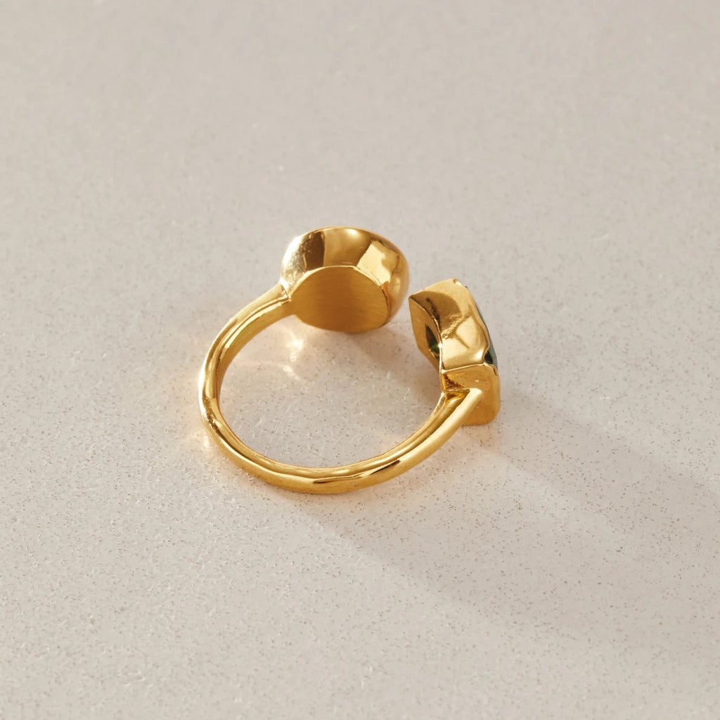 KIKA Elegant Zircon Imitation Pearl Open Rings For Women Minimalist 18K Gold PVD Plated Stainless Steel Rings Fashion Jewelry