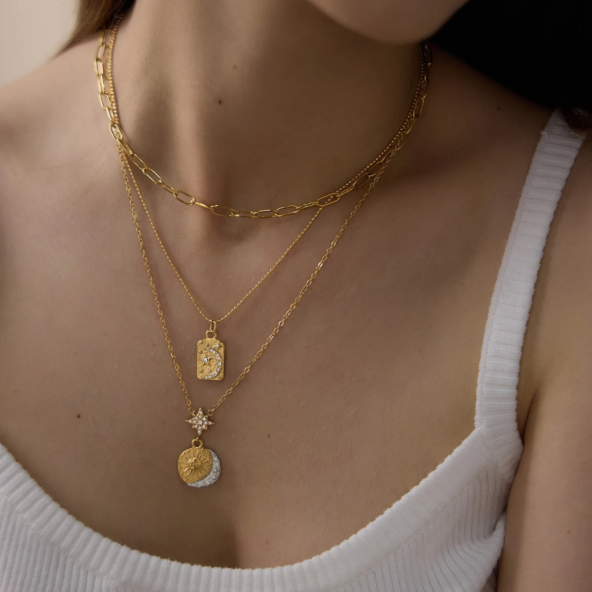 Kika Classic Moon Star Sun Pendant Necklace