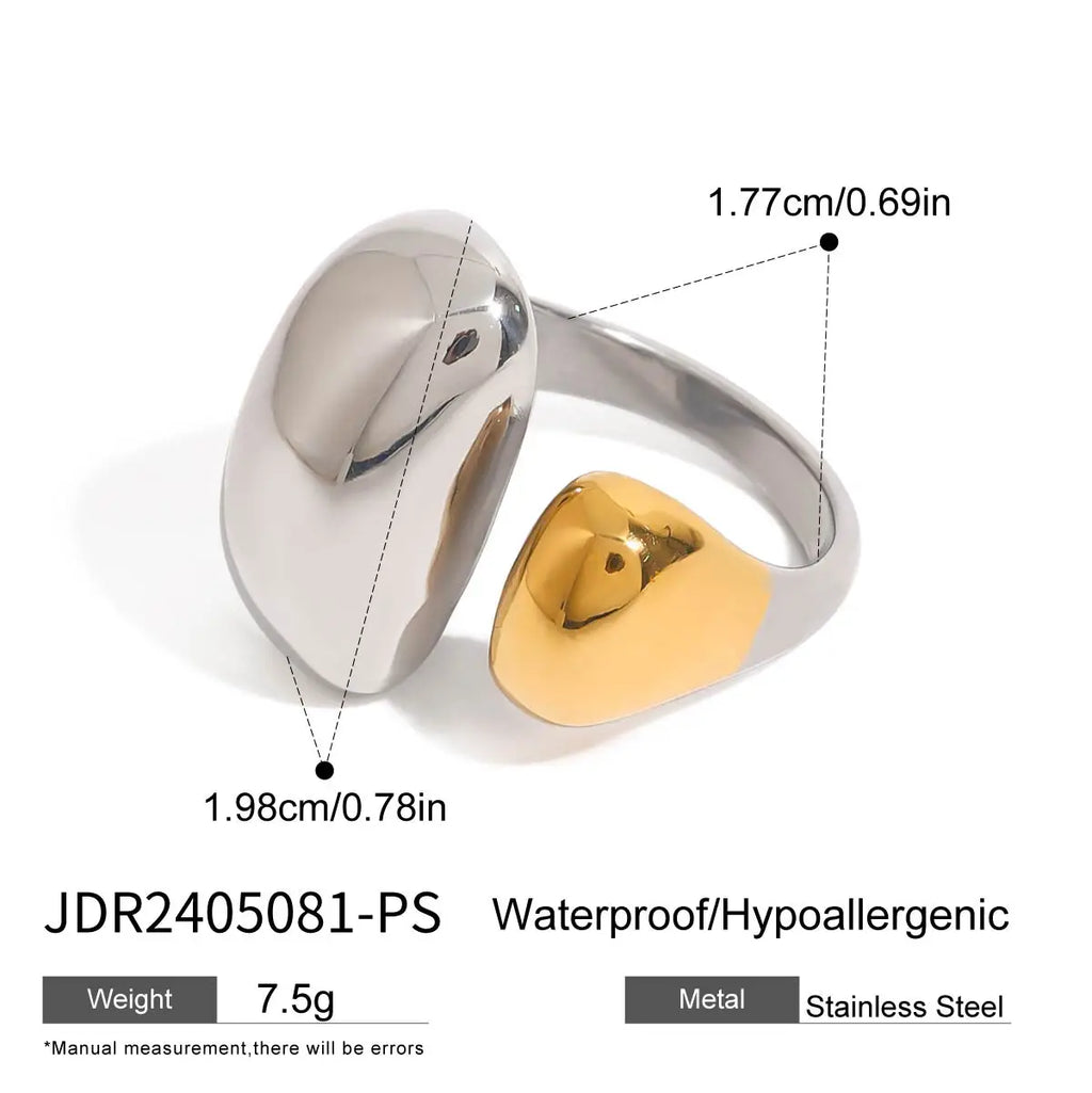 Minimalist Two tone Hollow Asymmetric Ring