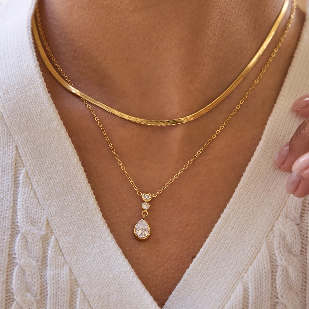 Classic White Water Droplet Zircon Pendant