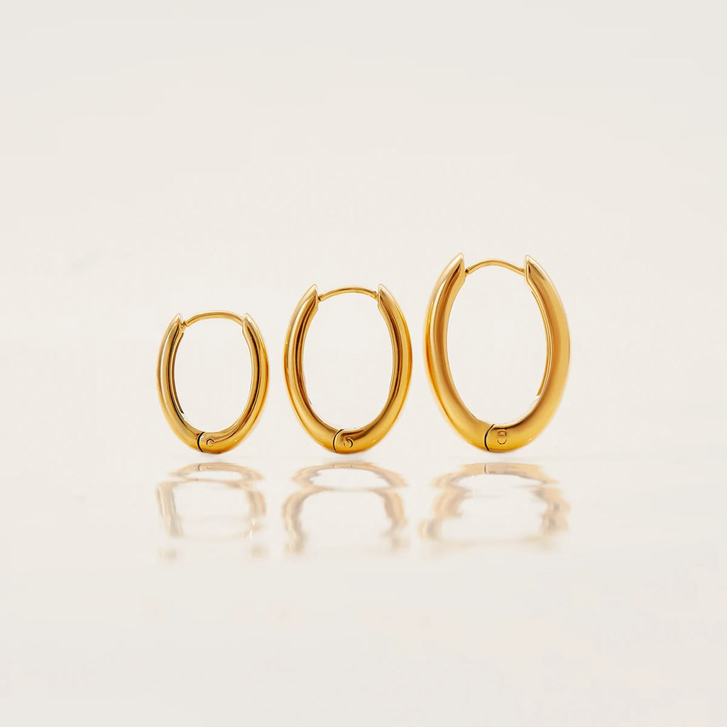 KIKA Simple Classic 18K Gold Color PVD Plated Stainless Steel 316L 14mm 16mm 18MM O Shaped Earrings