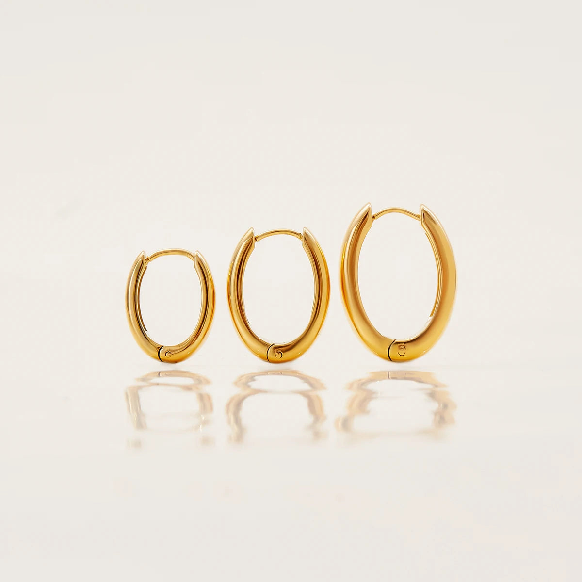 KIKA Simple Classic 18K Gold Color PVD Plated Stainless Steel 316L 14mm 16mm 18MM O Shaped Earrings
