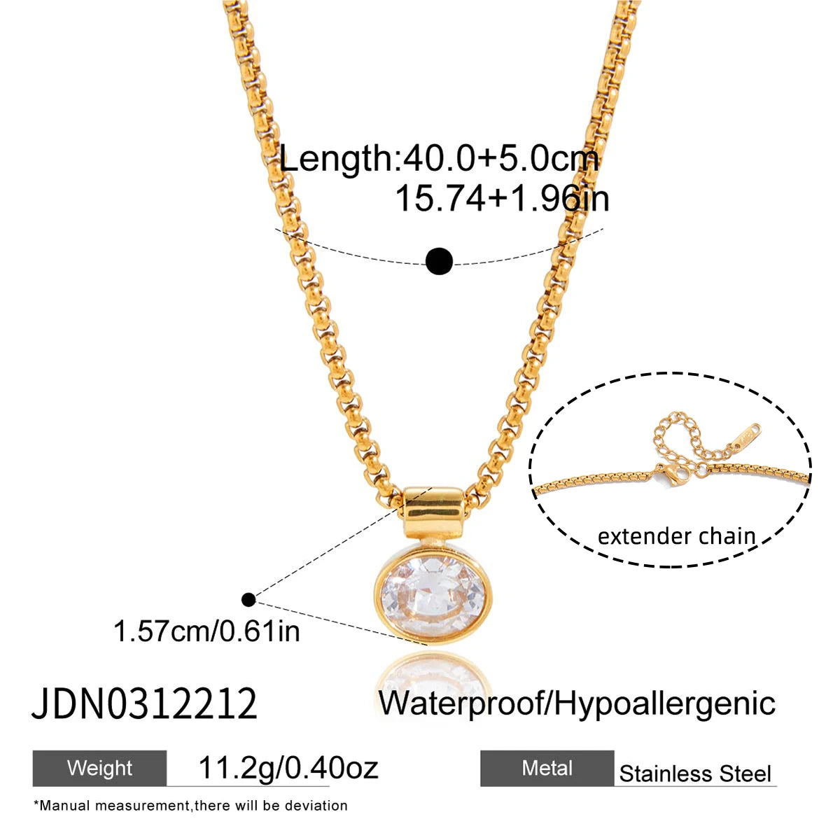 Classic White Egg-Shaped Zircon Pendant Necklace