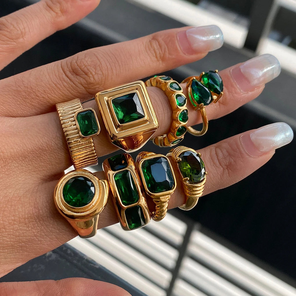 Kika Retro Green Zircon Ring