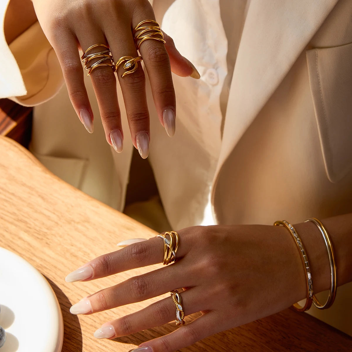 KIKA Minimalist Two Tone Serpentine Ring Stainless Steel 316Le