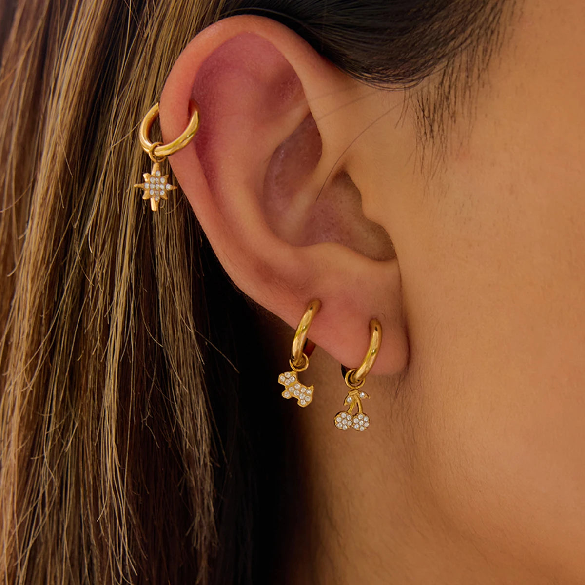 Cherry Pendant Earrings Star Cross Bear