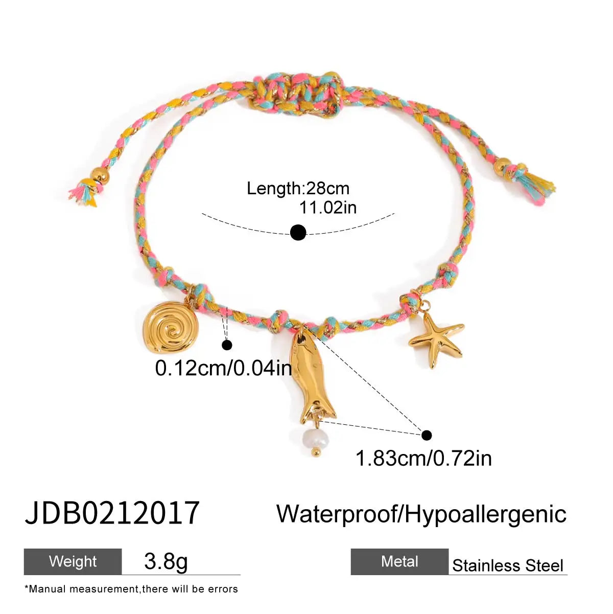 Kika Beach Ocean Resort Wind Sea Star Pendant Adjustable Rope Bracelet