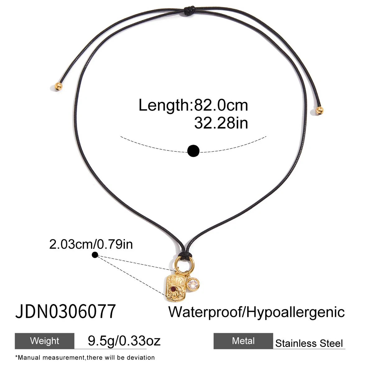 Kika Inlay Zircon Square Antique Coin Pendant Necklace