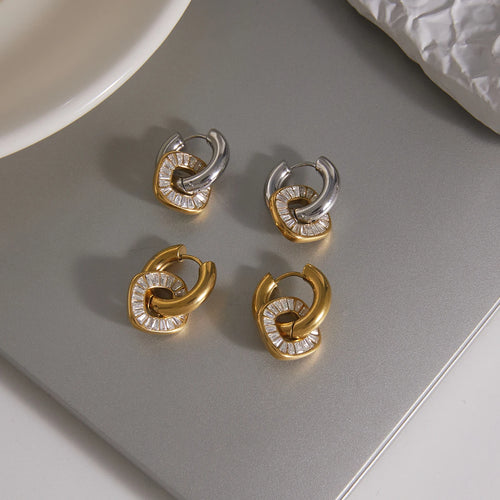 KIKA Delicate Full Crystal Drop Earrings PVD Plated Stainless Steel 316L