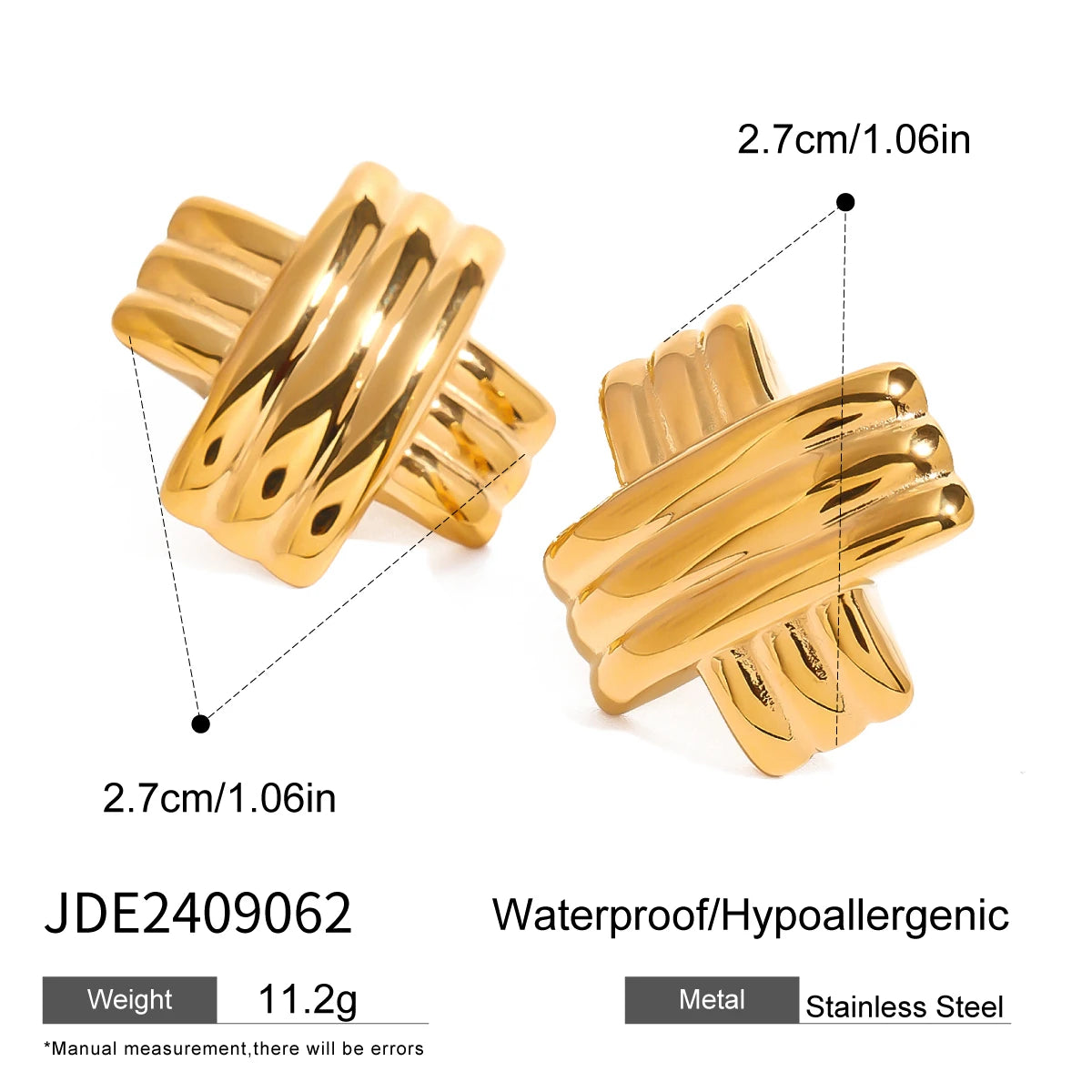 Kika Stainless Steel Elongated Unusual Stud Earrings