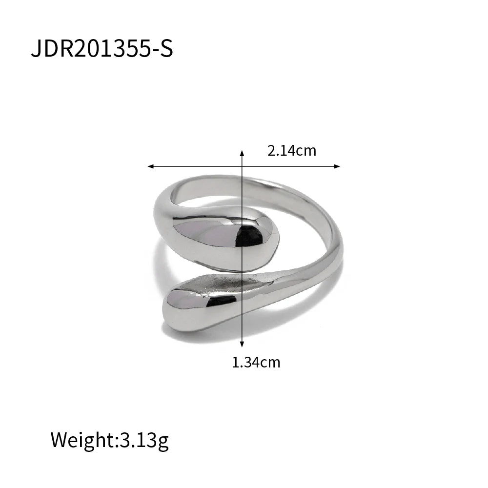 Kika Stainless Steel Twist Ring Trendy Metal 18K Geometric Finger Ring