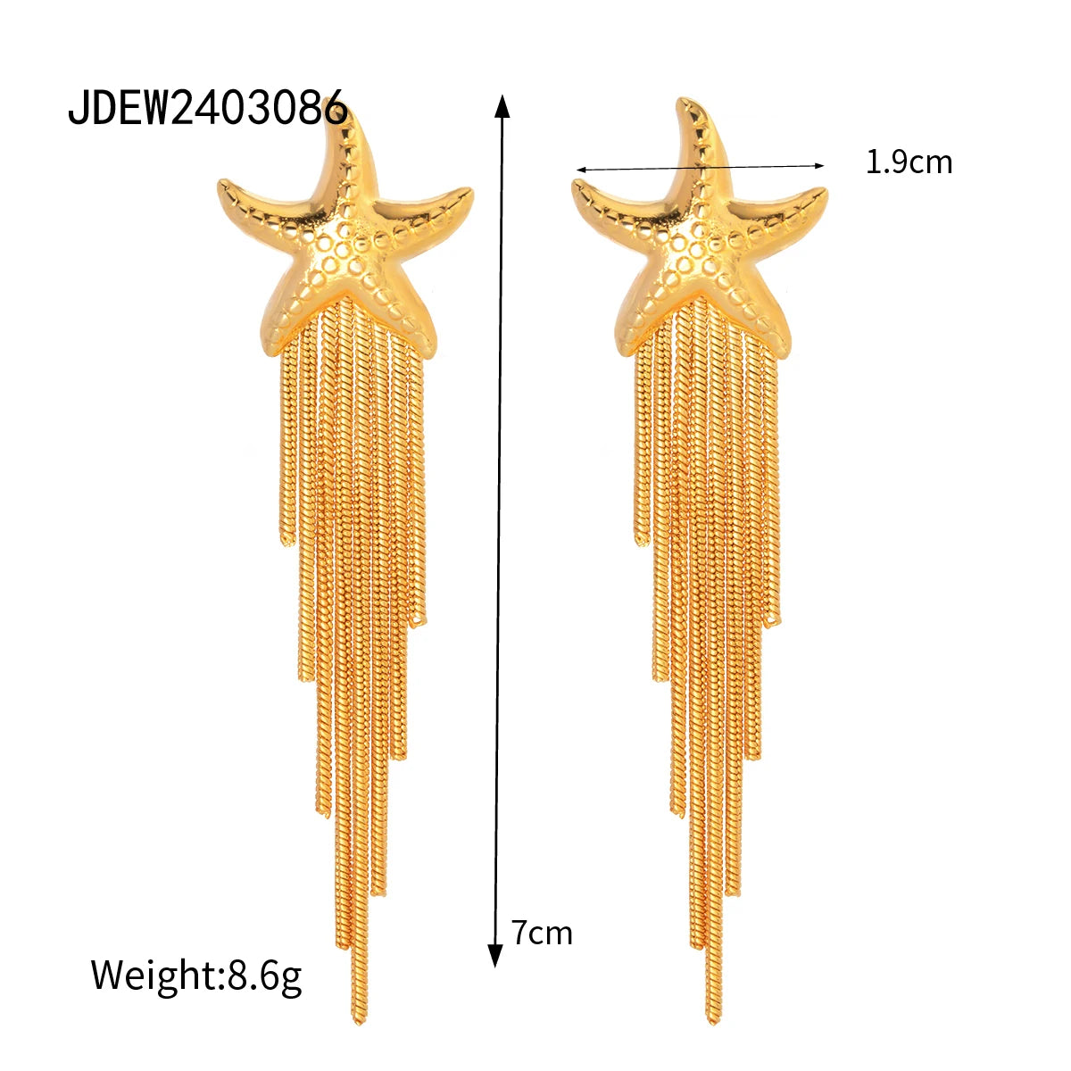 kika Fashion Stainless Steel Sea Ocean Element Starfish Earrings