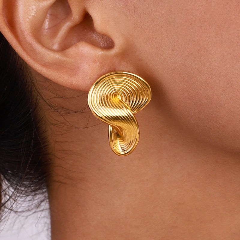 Twisted Ribbed Earrings Dainty