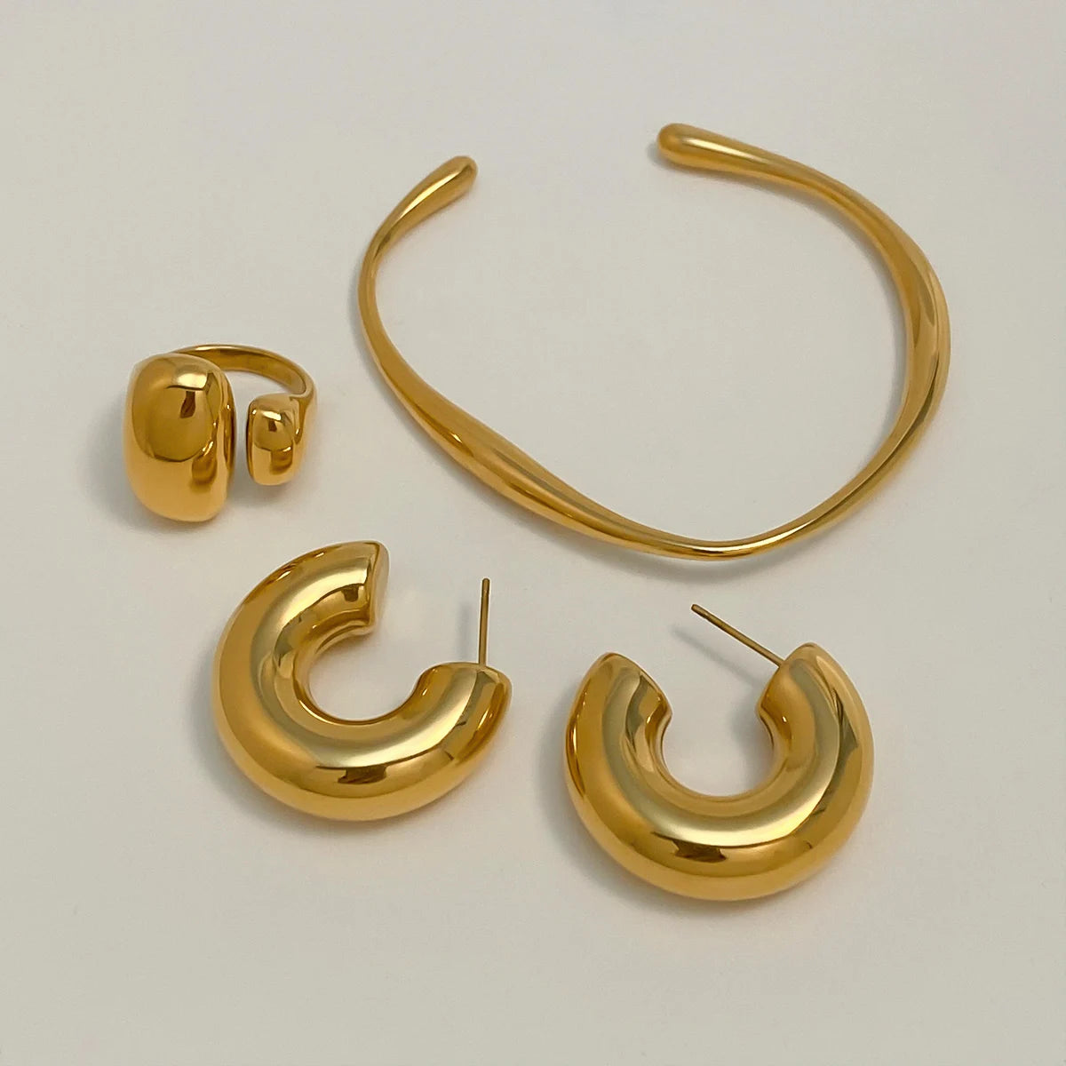 KIKA Classic Round Rings PVD Gold Plated Stainless Steel 316L