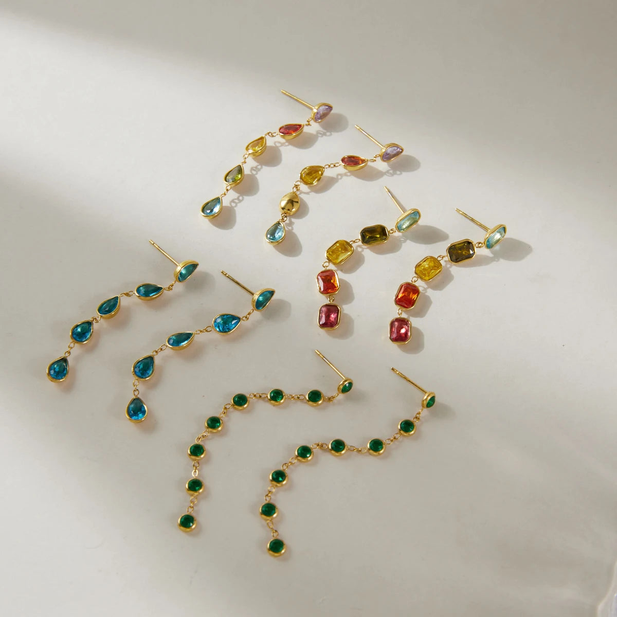 Kika Multicolor Geometric Zircon Drop Earrings
