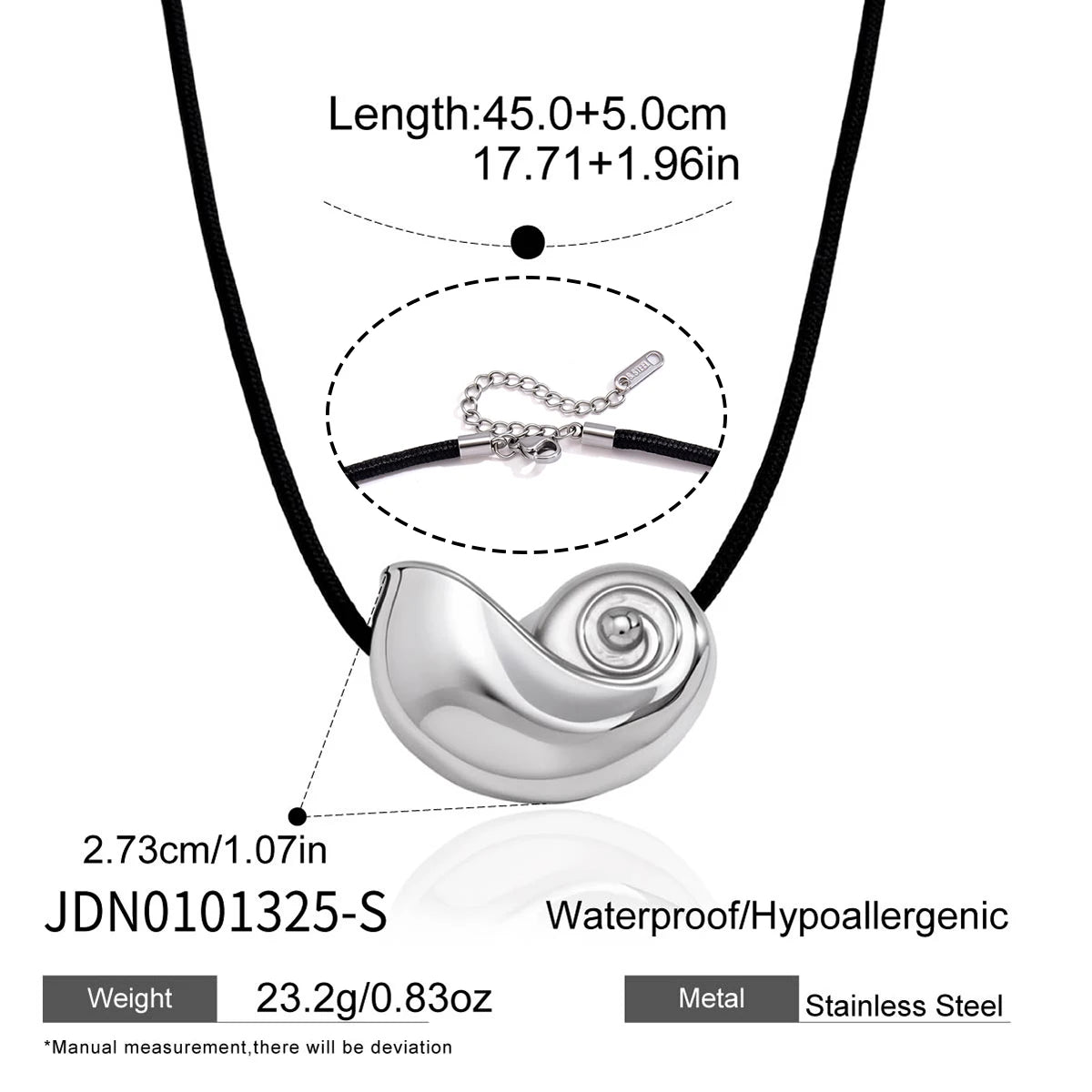 Kika Classic Stainless Steel Conch Pendant Necklace