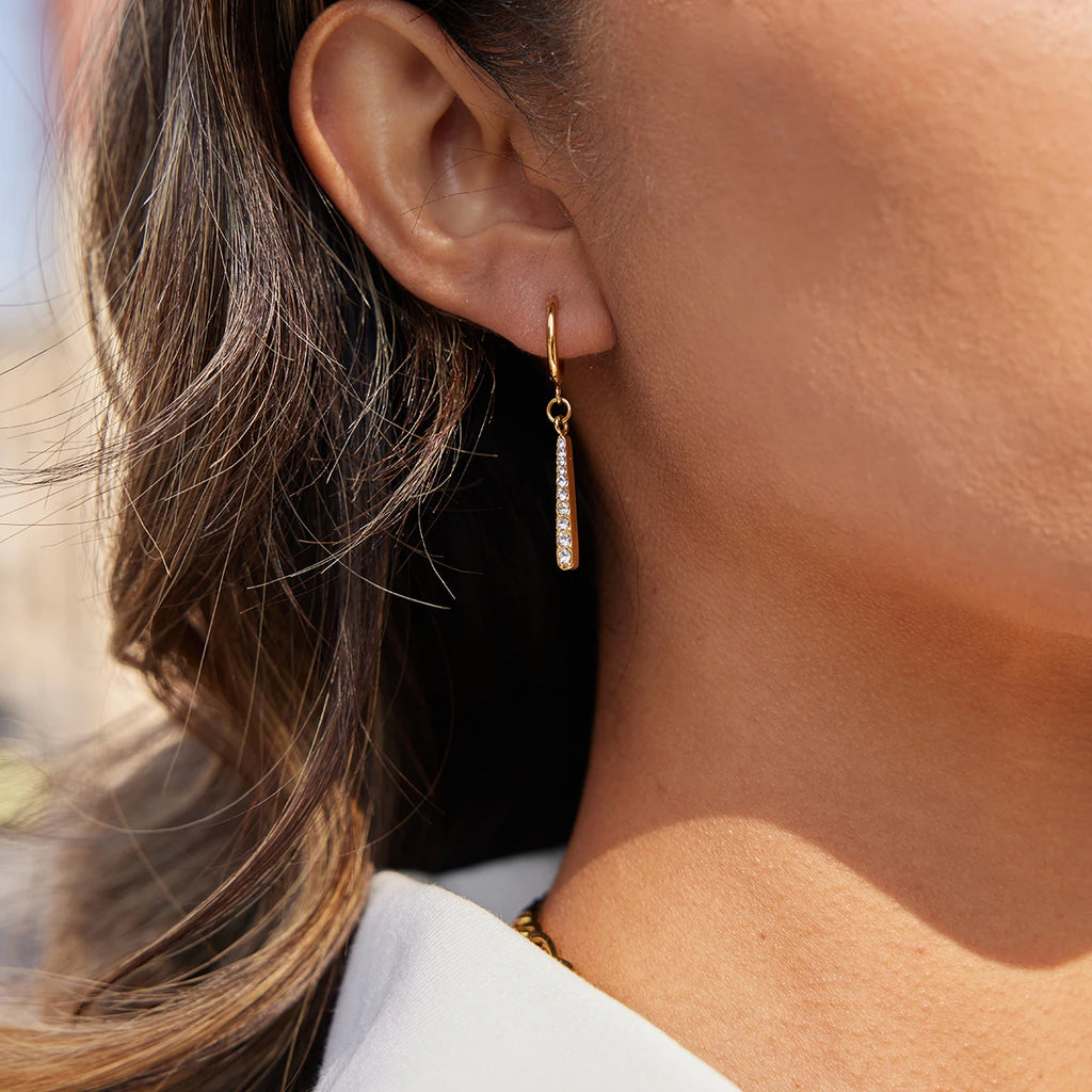 Kika White Rhinestone Droplet Pendant Earrings