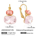 KIKA Delicate Blue White Colord Square Double-Layer Zircons Earrings  PVD Gold Plated Stainless Steel 316L