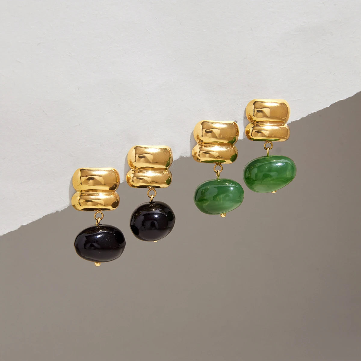 KIKA Multicolor Resin Drop Earrings Minimalist 18K Gold PVD Plated Stainless Steel 316L
