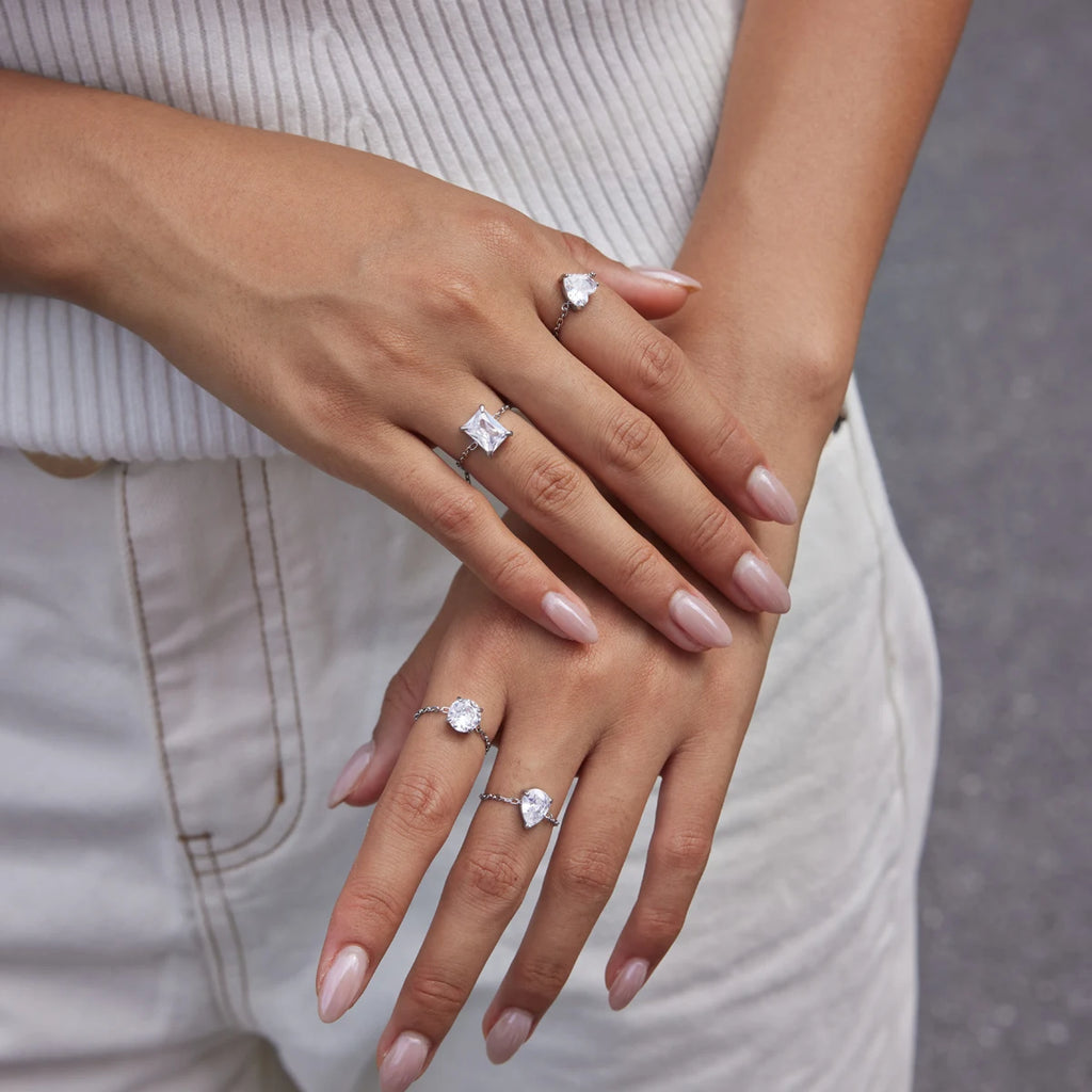 KIKA Delicate Geometric Zircon Adjustable Rings  18K Gold PVD Plated Stainless Steel 316L